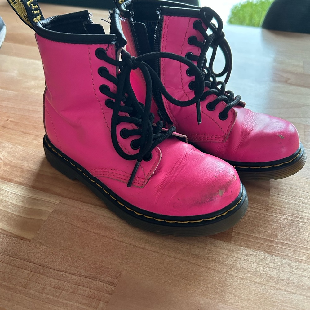 Dr. Martens Kids Hot Pink Lace-Up Ankle Boots